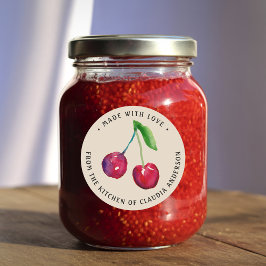 Rustic Cherry Koken Met Liefde Keukencadeau Sticke Ronde Sticker