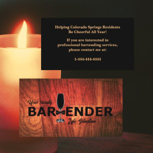 Rustic Cherrywood Event Bartender Visitekaartje
