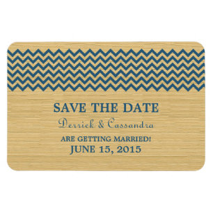 Rustic Chevron Save the Date Magnet, Blue Magneet