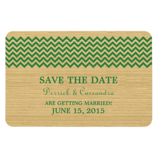 Rustic Chevron Save the Date Magnet, Green Magneet (Horizontaal)
