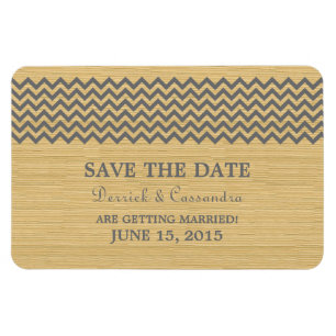 Rustic Chevron Save the Date Magnet, Grey Magneet