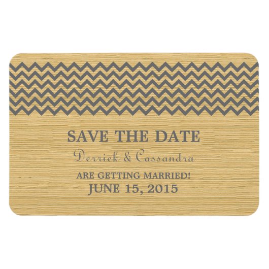 Rustic Chevron Save the Date Magnet, Grey Magneet (Horizontaal)
