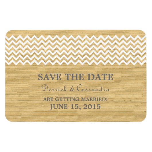 Rustic Chevron Save the Date Magnet, Ivory Magneet (Horizontaal)