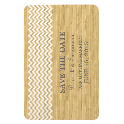 Rustic Chevron Save the Date Magnet, Ivory Magneet (Verticaal)
