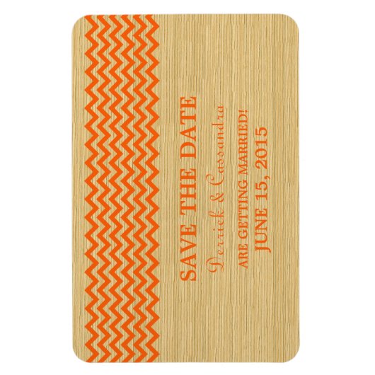 Rustic Chevron Save the Date Magnet, Oranje Magneet (Verticaal)
