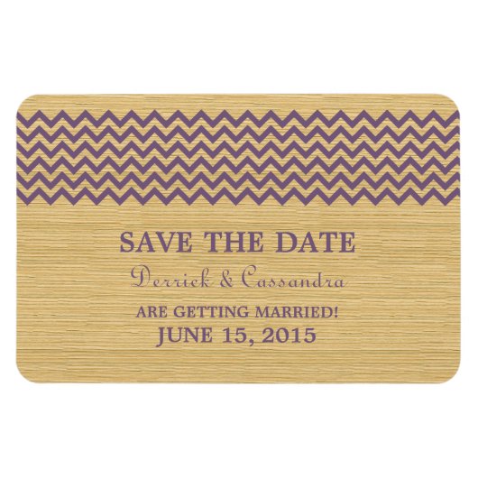 Rustic Chevron Save the Date Magnet, Paars Magneet (Horizontaal)