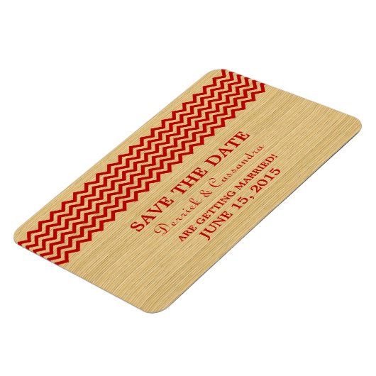 Rustic Chevron Save the Date Magnet, Red Magneet (Linkerzijde)