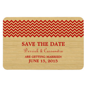 Rustic Chevron Save the Date Magnet, Red Magneet