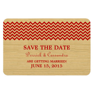 Rustic Chevron Save the Date Magnet, Red Magneet