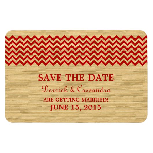 Rustic Chevron Save the Date Magnet, Red Magneet (Horizontaal)