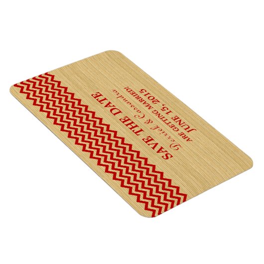Rustic Chevron Save the Date Magnet, Red Magneet (Rechterzijde)