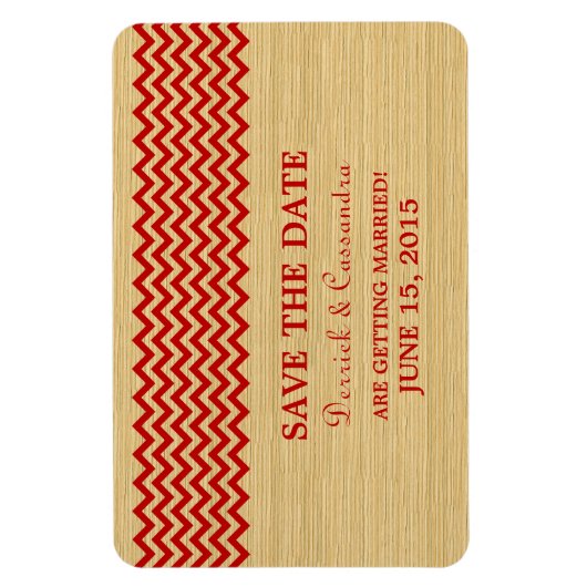 Rustic Chevron Save the Date Magnet, Red Magneet (Verticaal)
