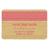 Rustic Chevron Save the Date Magnet, Roze Magneet (Horizontaal)