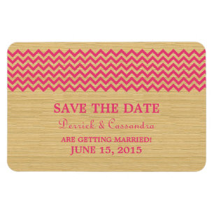 Rustic Chevron Save the Date Magnet, Roze Magneet