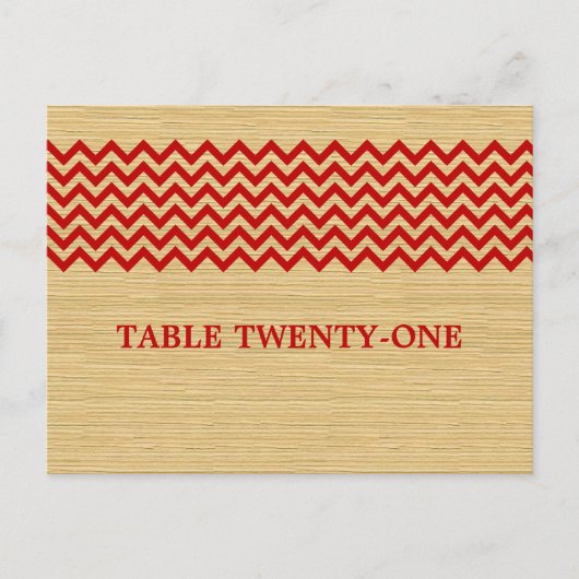 Rustic Chevron Table Number Briefkaart (Voorkant)