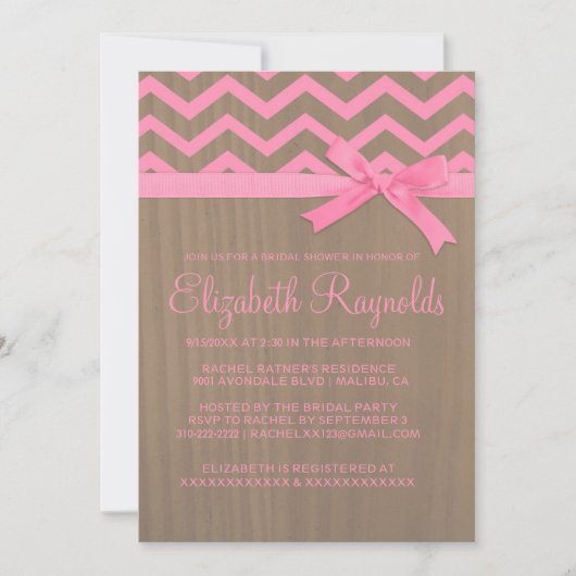 Rustic Chevron Zigzag Bridal Shower Invitations Kaart (Voorkant)