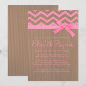Rustic Chevron Zigzag Bridal Shower Invitations Kaart (Voorkant / Achterkant)
