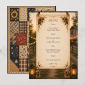 Rustic Chic Americana Zonnebloem Huwelijksmenu Menu (Voorkant / Achterkant)