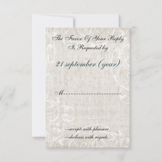 Rustic Chic Aqua  Roos Wedding RSVP Kaartje (Achterkant)