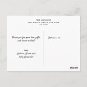 Rustic Chic Baby Shower Bedank Foto Briefkaart (Achterkant)