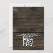 Rustic Chic Barn Wood Elegant QR Code Wedding Kaart (Achterkant)