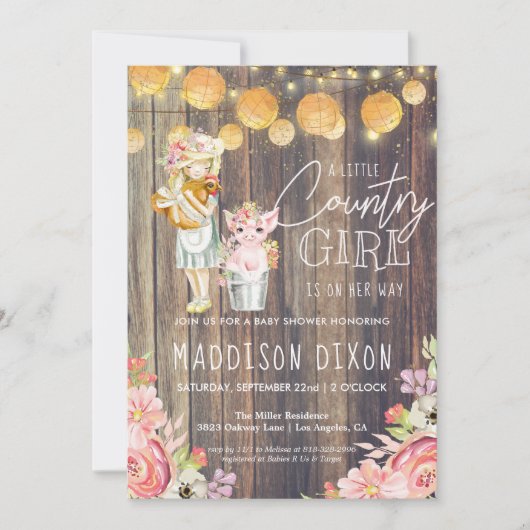 Rustic Chic Barnwood Floral Country Baby shower (Voorkant)