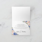 Rustic Chic Blush Blue Floral Rozen Wedding Bridal Bedankkaart (Binnen)
