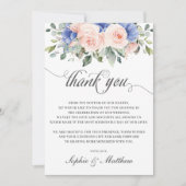 Rustic Chic Blush Blue Floral Rozen Wedding Bridal Bedankkaart (Voorkant)