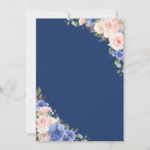 Rustic Chic Blush Blue Floral Rozen Wedding Bridal Bedankkaart (Achterkant)