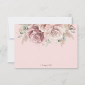 Rustic Chic Blush Dusty Roos Floral Pampas Wedding RSVP Kaartje (Achterkant)