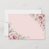 Rustic Chic Blush Dusty Roos Floral Pampas Wedding RSVP Kaartje (Achterkant)