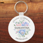 Rustic Chic Blush Pink Blue Floral Sleutelhanger (Voorkant)