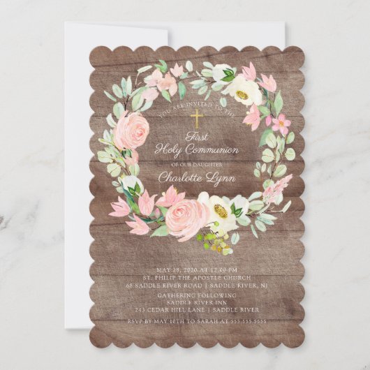 Rustic Chic Blush Pink Floral First Community Kaart (Voorkant)
