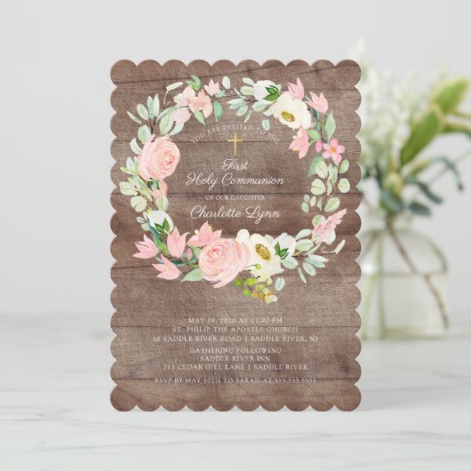 Rustic Chic Blush Pink Floral First Community Kaart (Staand voorkant)