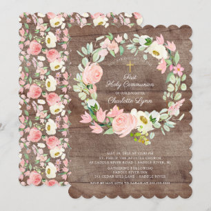 Rustic Chic Blush Pink Floral First Community Kaart