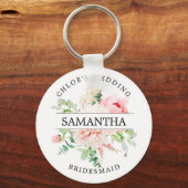 Rustic Chic Blush Pink Peony Floral Specialized Sleutelhanger (Voorkant)