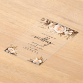Rustic Chic Boho Blush Floral Wedding Acryl Uitnodigingen (Laagn)
