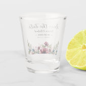 Rustic Chic Bourgogne Bloem Bruiloft Save The Date Shot Glas (Achterkant)