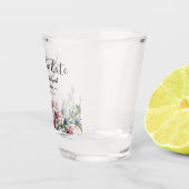 Rustic Chic Bourgogne Bloem Bruiloft Save The Date Shot Glas (Rechts)