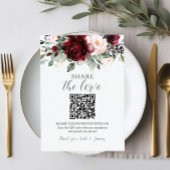 Rustic Chic Bourgondië Blush Floral QR Foto's dele Bedankkaart