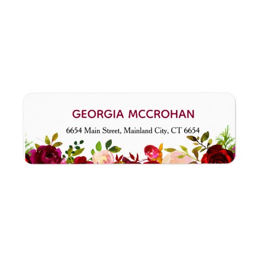 Rustic Chic Bourgondierse Marsala Retouradreslabel Etiket (Voorkant)