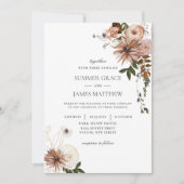 Rustic Chic Brown Cream Blush Ivory Fall Wedding Kaart (Voorkant)
