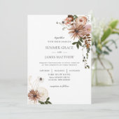 Rustic Chic Brown Cream Blush Ivory Fall Wedding Kaart (Staand voorkant)