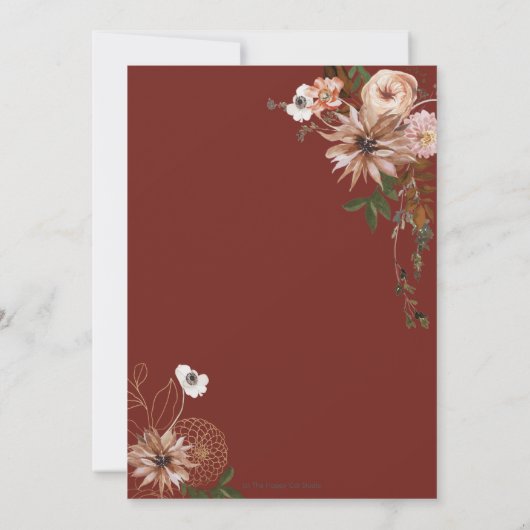 Rustic Chic Brown Cream Blush Ivory Fall Wedding Kaart (Achterkant)