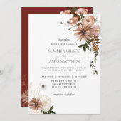 Rustic Chic Brown Cream Blush Ivory Fall Wedding Kaart (Voorkant / Achterkant)