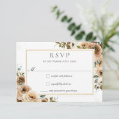 Rustic Chic Brown Cream Rozen Herfst Floral Weddin RSVP Kaartje