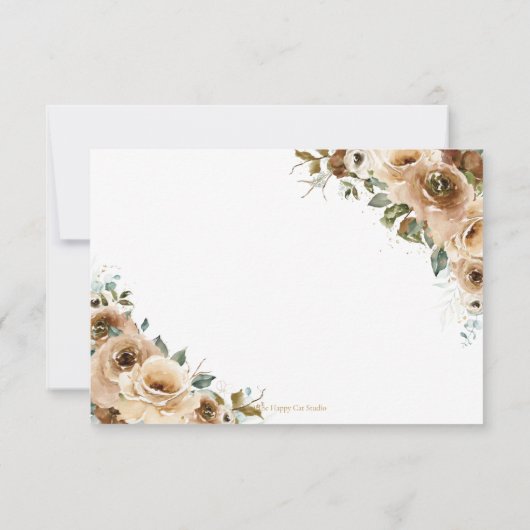 Rustic Chic Brown Cream Rozen Herfst Floral Weddin RSVP Kaartje
