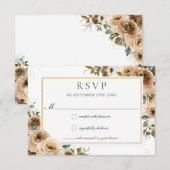 Rustic Chic Brown Cream Rozen Herfst Floral Weddin RSVP Kaartje