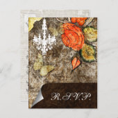Rustic Chic Brown Roos Wedding Uitnodiging Briefkaart (Voorkant / Achterkant)