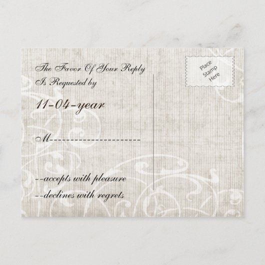 Rustic Chic Brown  Roos Wedding Uitnodiging Briefkaart (Achterkant)